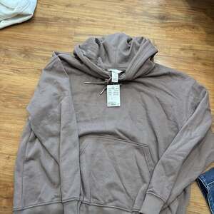 H&M Hoodie Womens XL pale Pink Pullover Long Sleeve Hooded Kangaroo Pocket